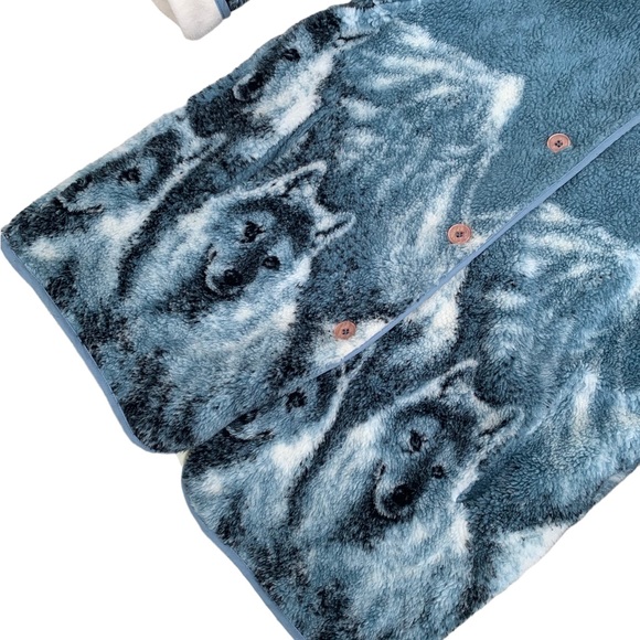 Vintage 90’s Arctic Wolf All Over Pattern Fleece Hoodie - Picture 3 of 4